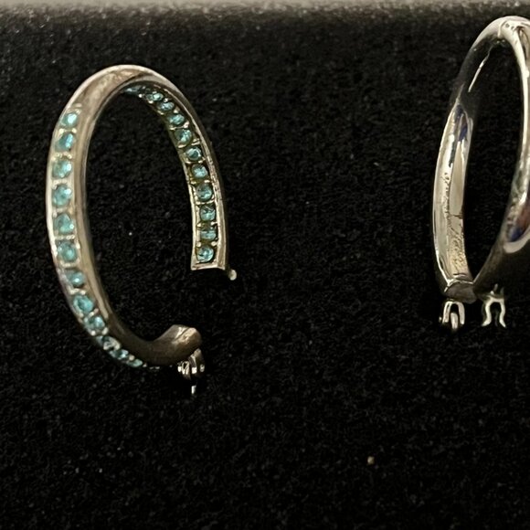 Aqua Crystals Inside and Out Hoop Earrings - Picture 4 of 7